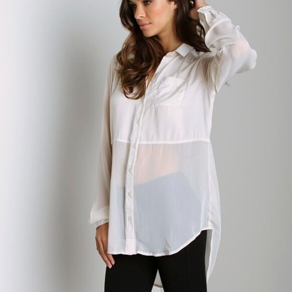 Free People The Best of Both Worlds Shirt in Ivory Size Small - Picture 1 of 7